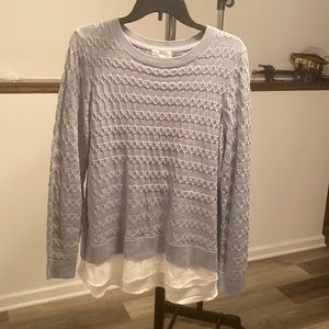 Large baby blue and white Calvin Klein sweater